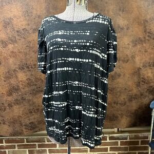 LuLaRoe black white dot stripe XL petal sleeve casual top EUC